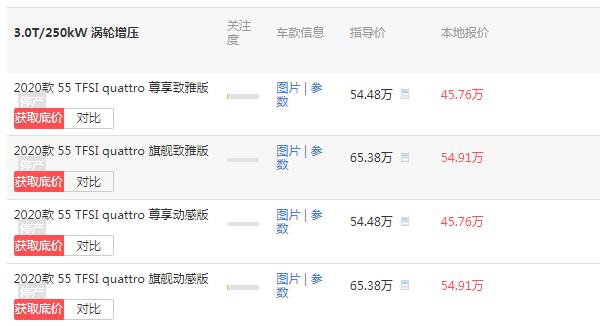 奥迪a6l价格多少2020款 落地价最低仅为37.15万